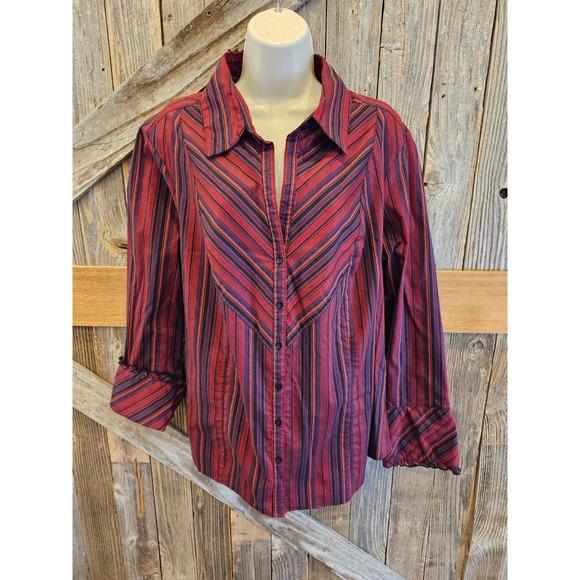 Lane Bryant plus size Career casual button up size 18/20 metallic stripes - Picture 1 of 6